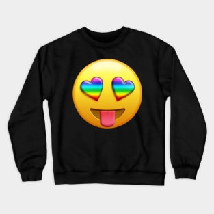 Smiling Face with Rainbow Heart-Eyes Tongue Out Gay Emoji | Pop Art Crewneck Sweatshirt